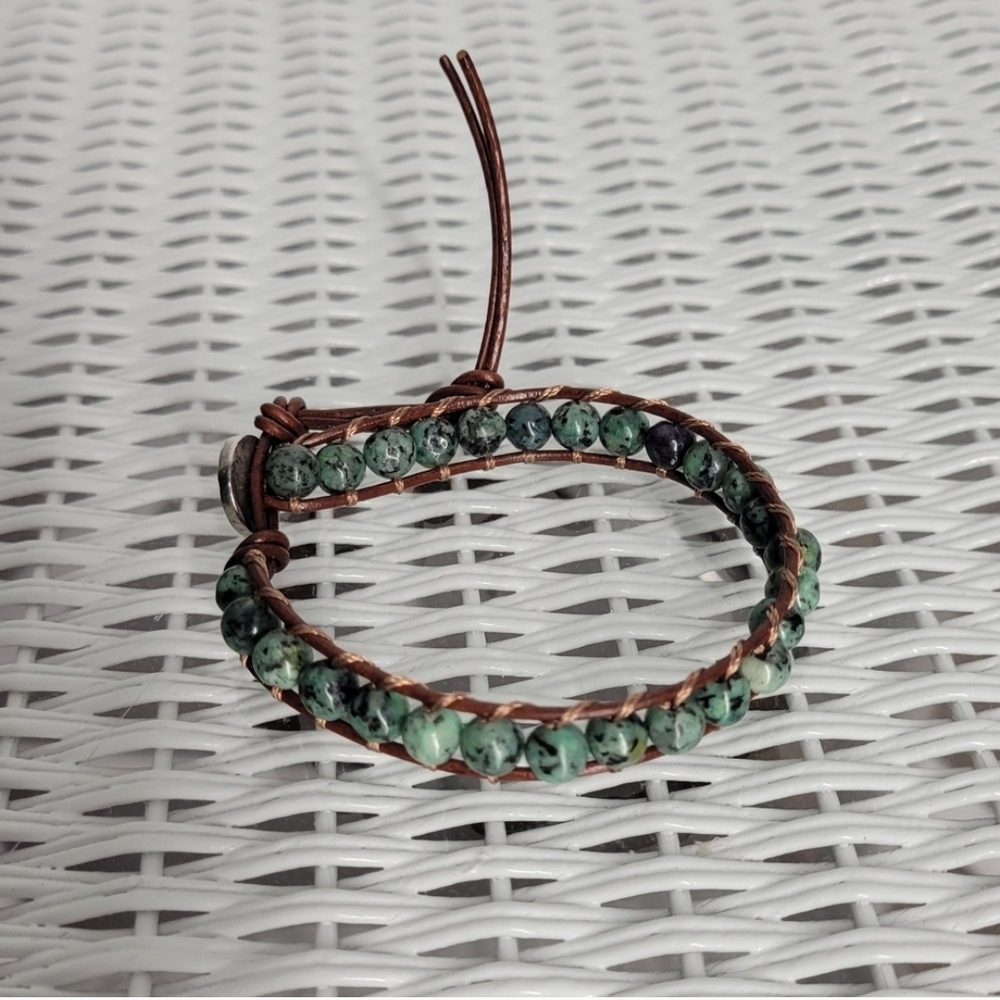 Kelitch Bohemian Green and Brown Beaded Bracelet